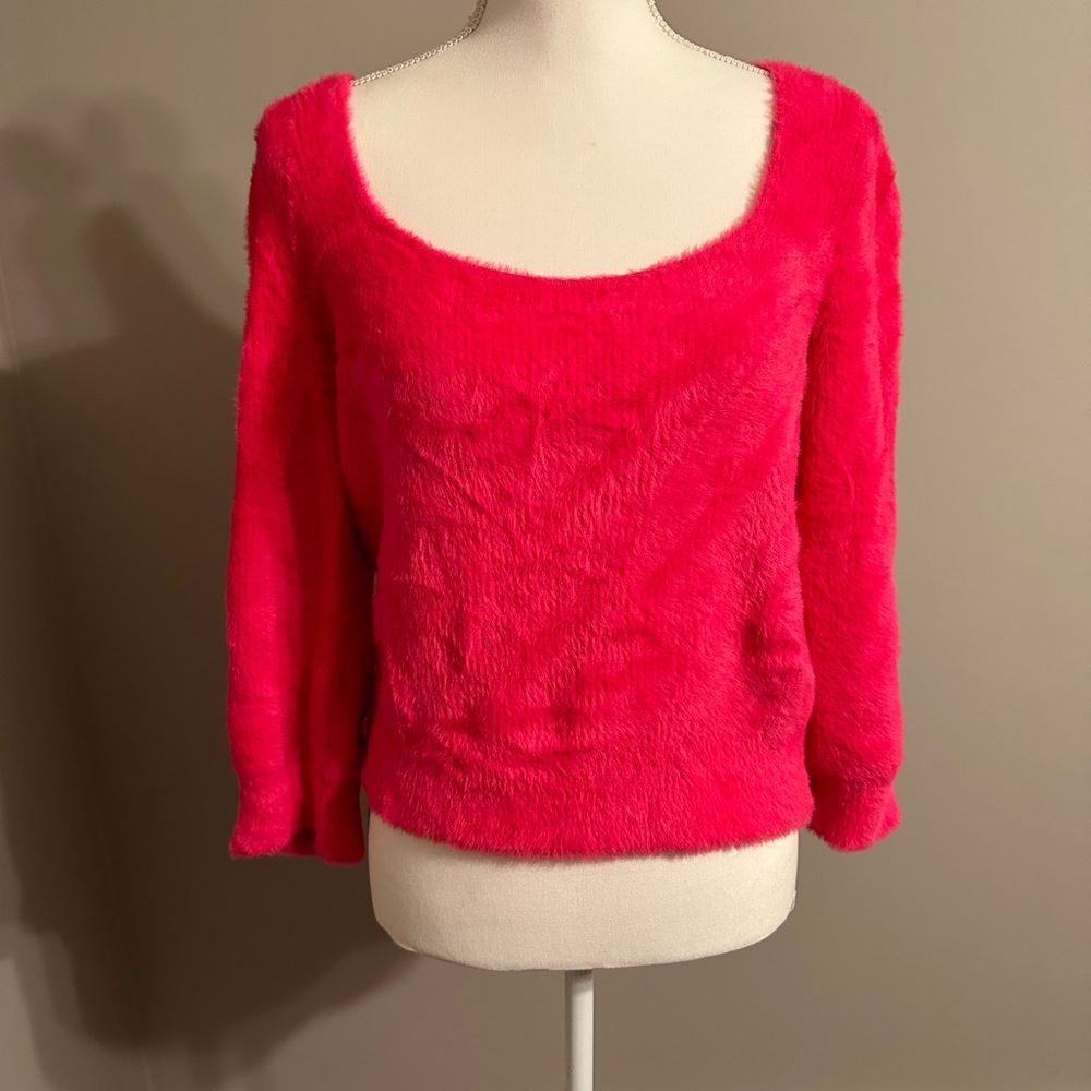 Free People Moonbeam Pullover Cropped Fuzzy Sweater